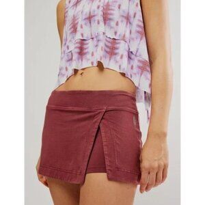 Free People FP Movement Hot Shot Mini Skort Sour Cherry Dark Wine Women's Large